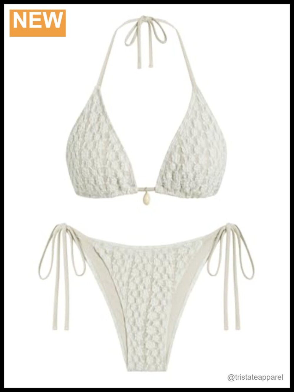 Crochet Halter Triangle Bikini Set Cheeky Two Piece Swimsuit Beach Pool
